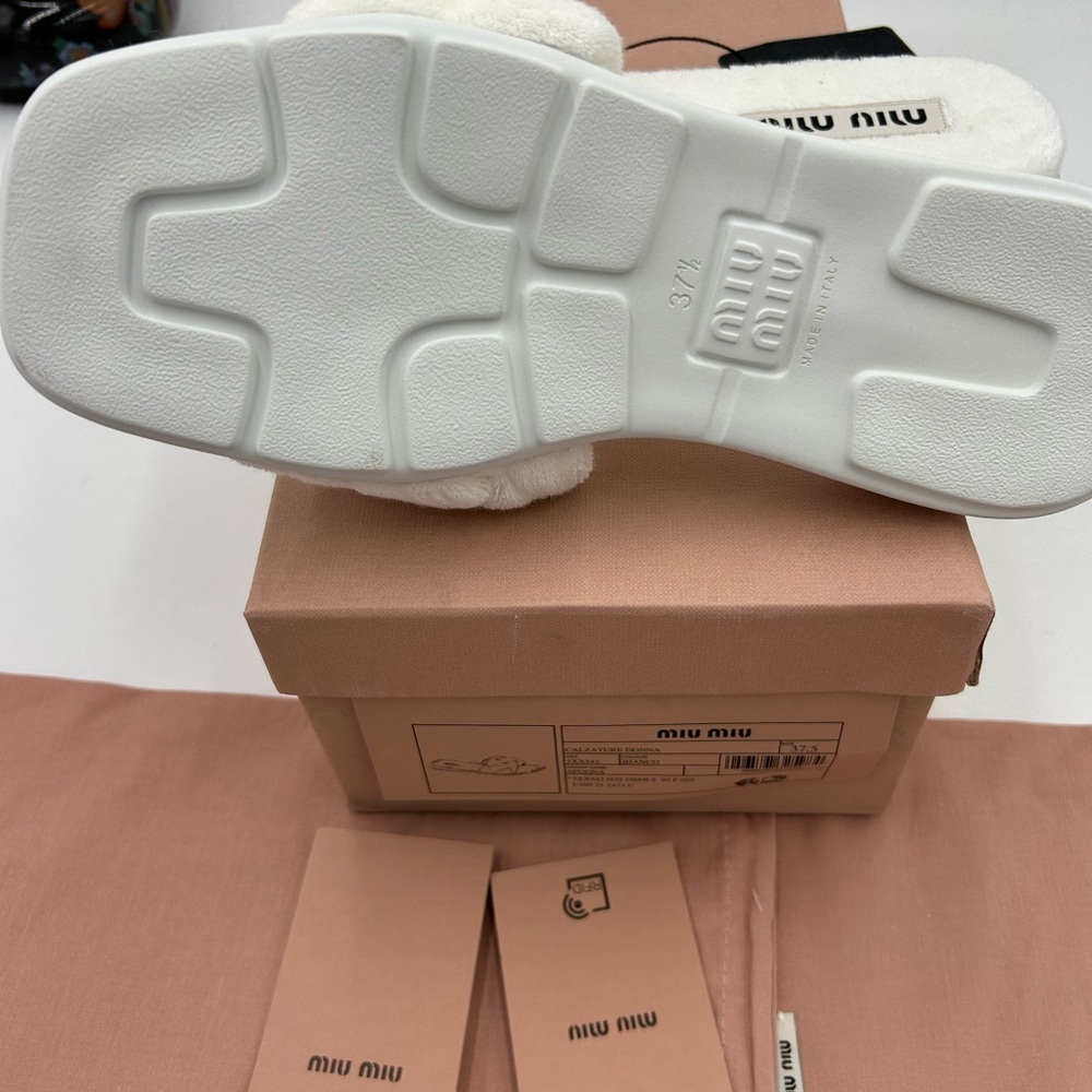 Women's Miu Miu Terry cloth slide sandals size 37.5 made in Italy - Picture 7 of 10